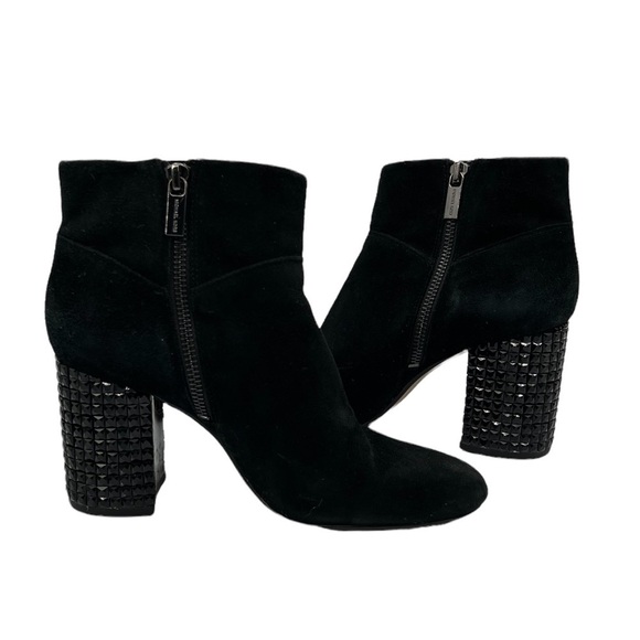 MICHAEL Michael Kors Black Arabella Studded Heel Ankle Boots Size 7.5 Women’s - Picture 1 of 10